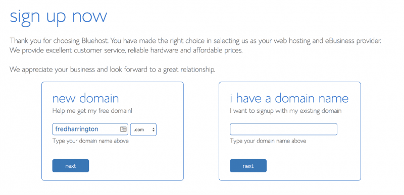 Bluehost domain search