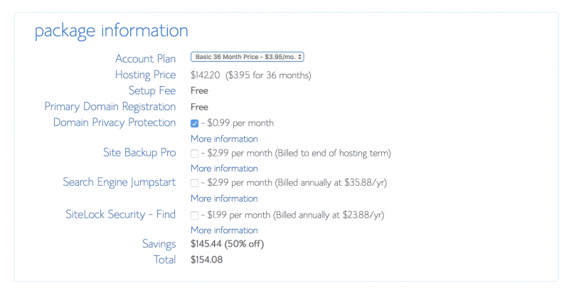 Bluehost Extra Features