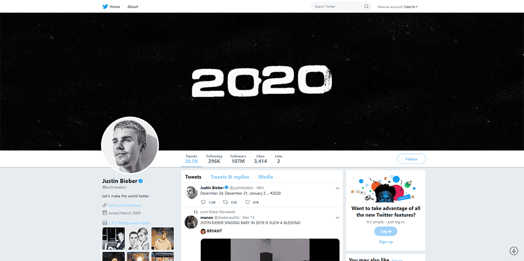 Justin Bieber's twitter