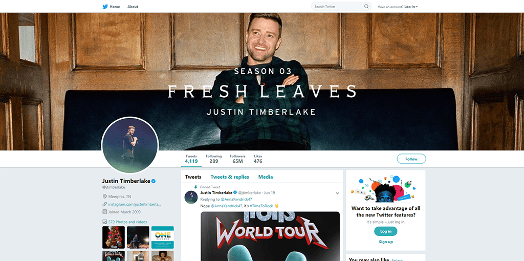 Justin Timberlake twitter