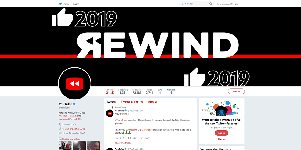 YouTubes twitter