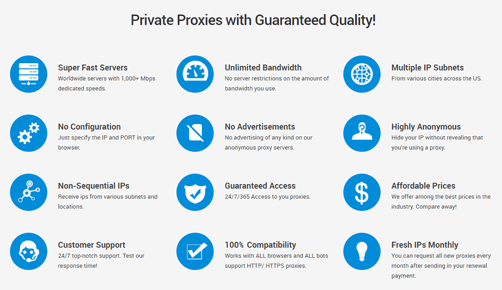 Squidproxies Features