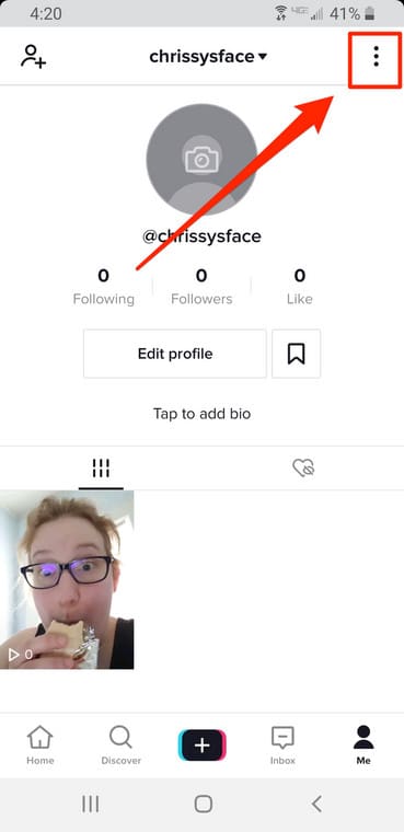 TikTok three dots