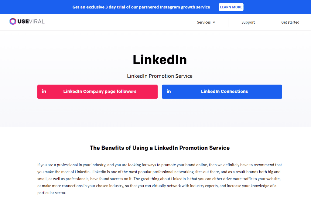 UseViral LinkedIn Promotion Service
