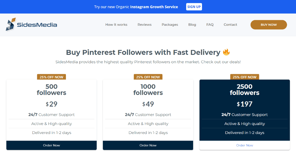 SidesMedia Pinterest Followers
