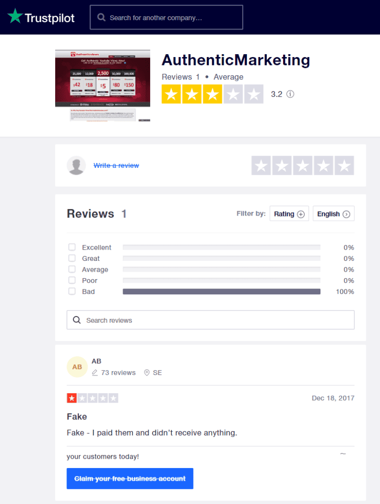 Authenticviews trustpilot