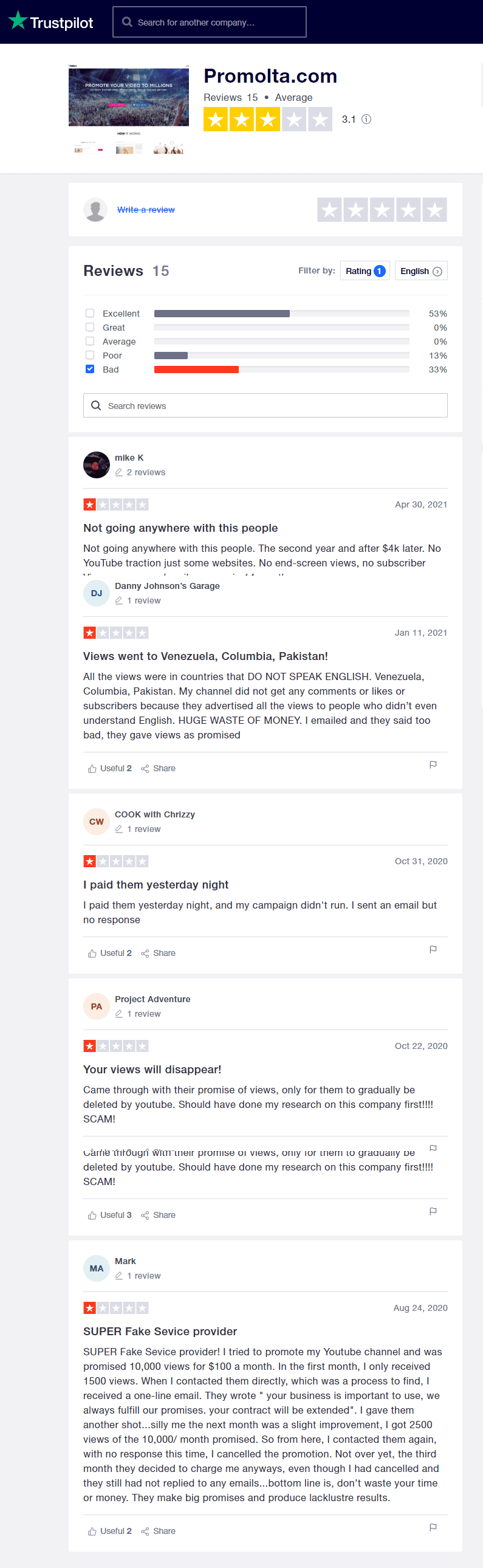 Promolta Trustpilot