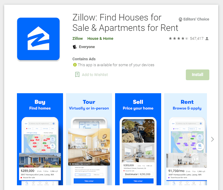 Zillow app