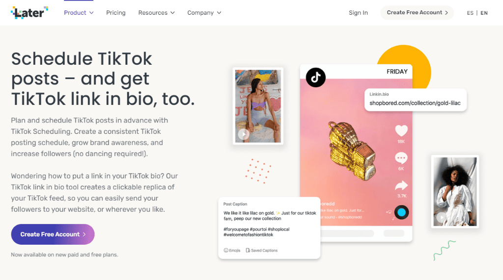 Later TikTok scheduler